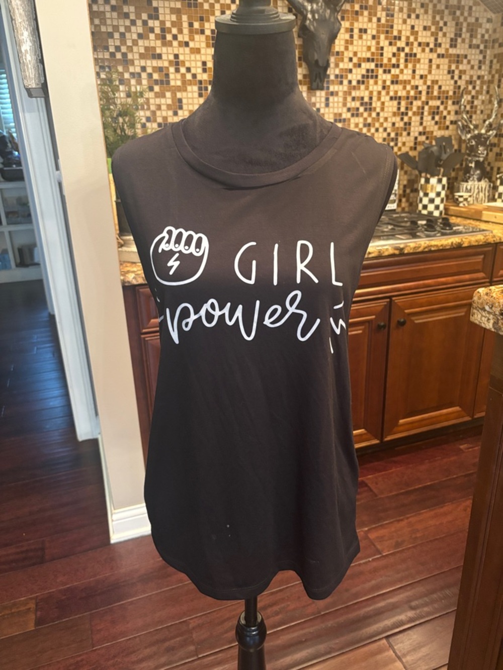 Bella Canvas Black 'Girl Power' Graphic Muscle Tank